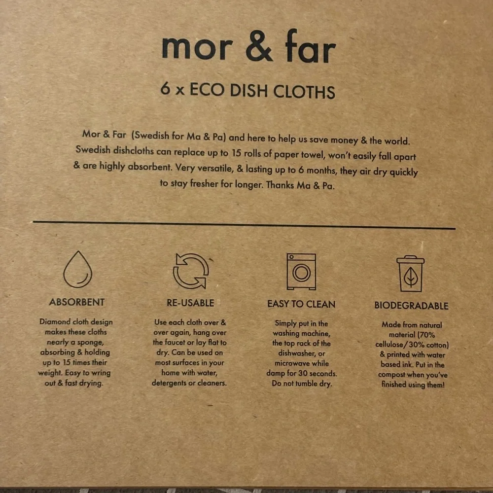 Mor & Far Gray Eco Swedish Dish Cloths Set